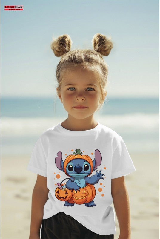 Детска тениска за момиче Stitch Halloween black