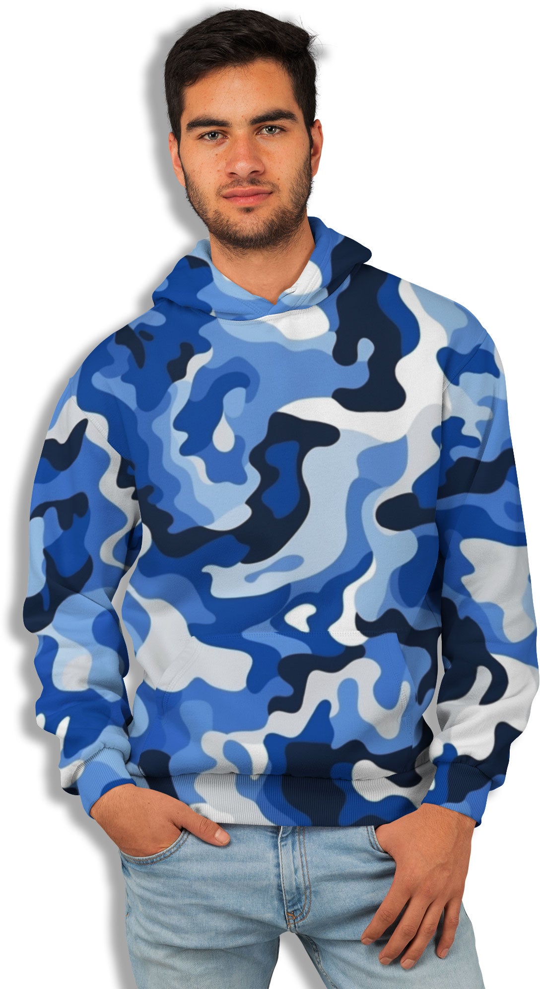 Мъжки суитшърт Blue White Camouflage