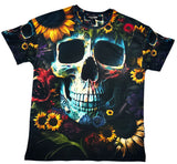 Oversize Мъжка тениска SKULL SUNFLOWER ALL OVER PRINT