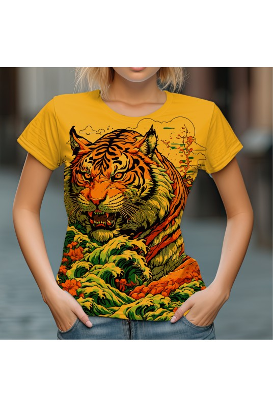 Дамска тениска Tiger Wave | Уникална щампа| loromax.com