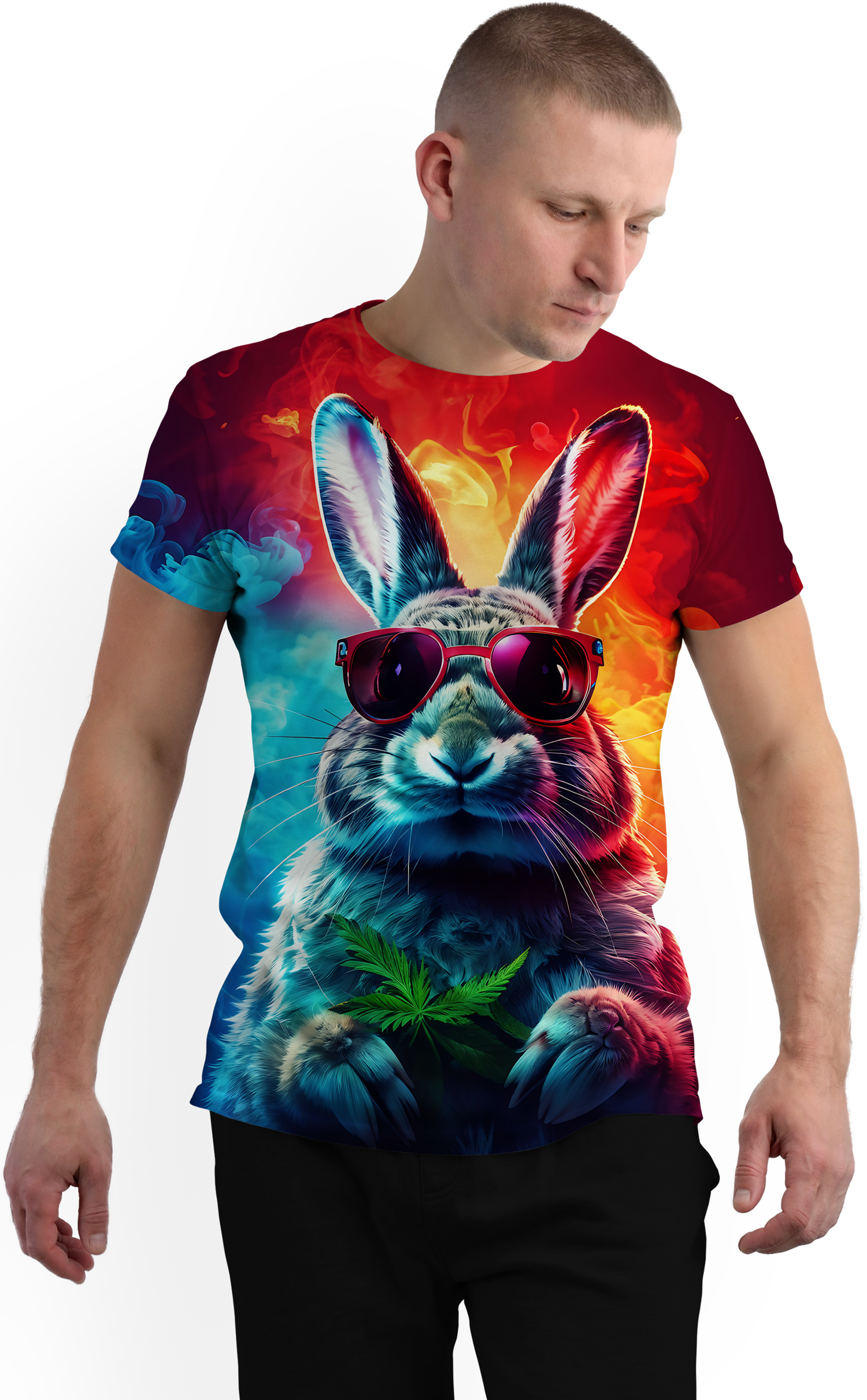Men's T-shirt Rabbit with Glasses