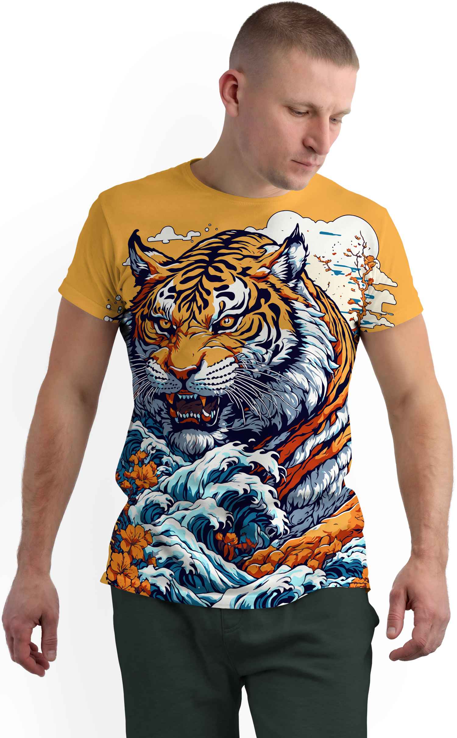 Men's T-shirt Tiger Wave
