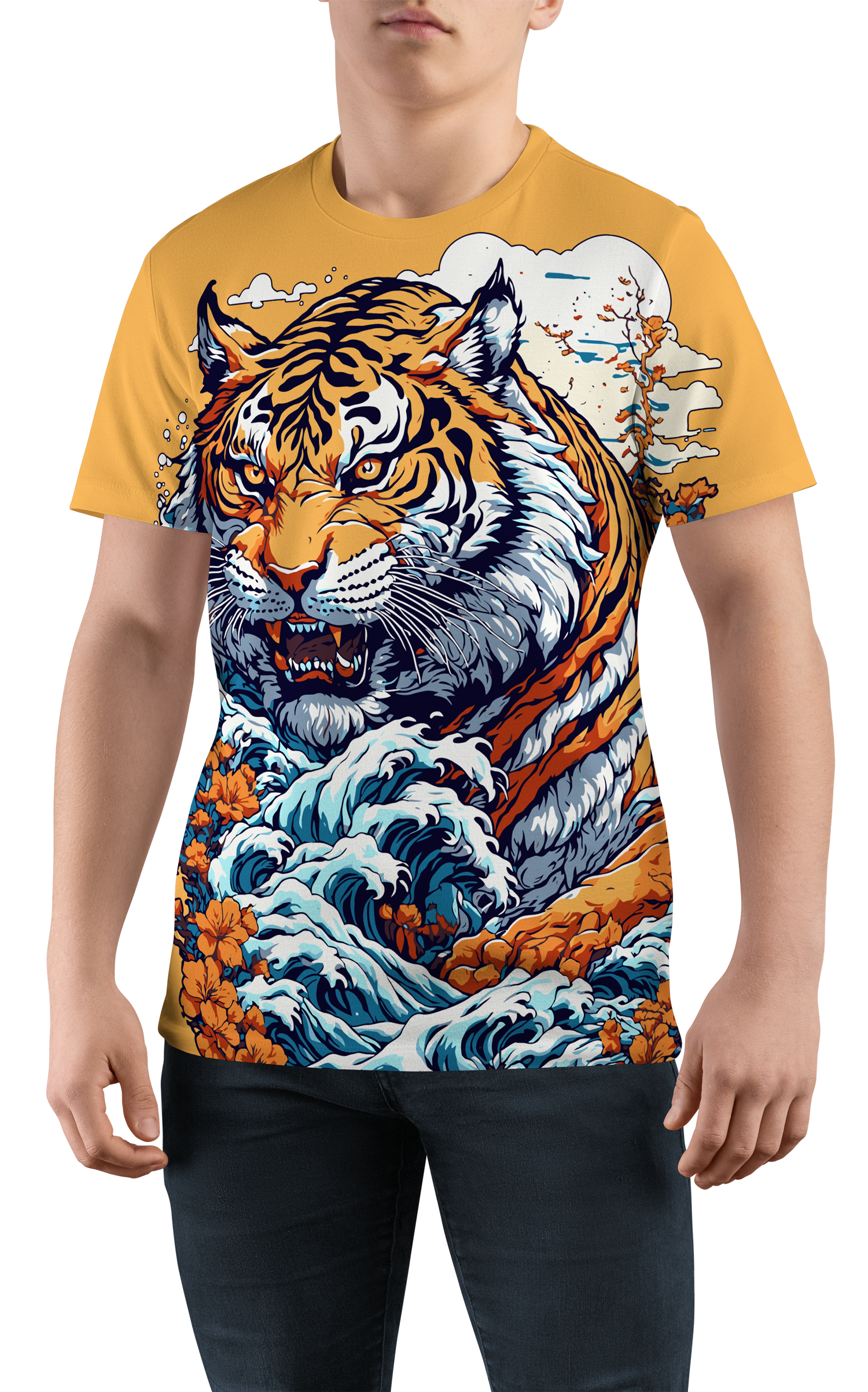 Men's T-shirt Tiger Wave
