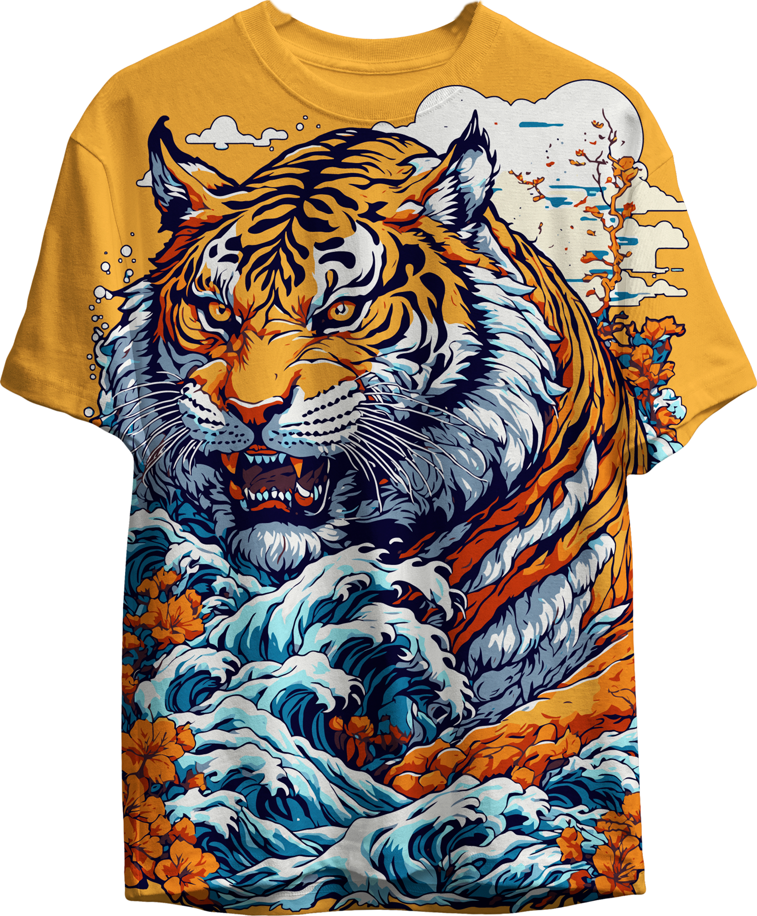 Men's T-shirt Tiger Wave