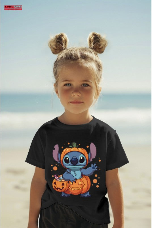 Детска тениска за момиче Stitch Halloween black