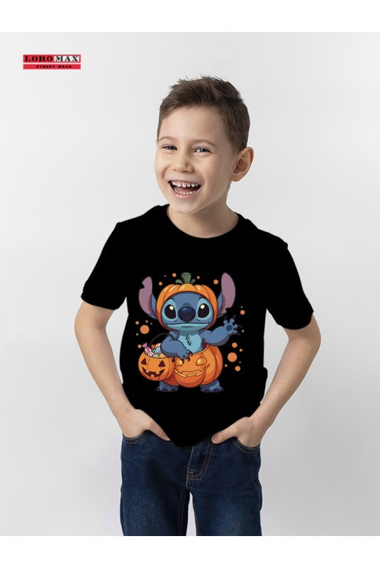 Детска тениска за момче Stitch Halloween black