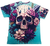 Oversize Мъжка тенискаSKULL FLOWER ALLOVER PRINT