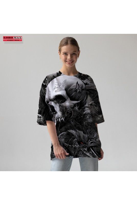 Дамска тениска oversize Hell Skull